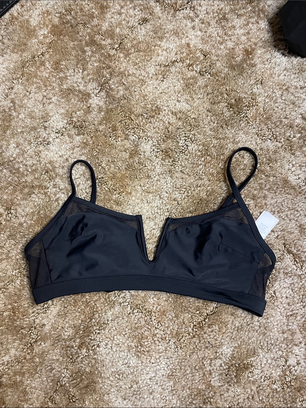 Aerie Black Scoop Bikini Top Size Small